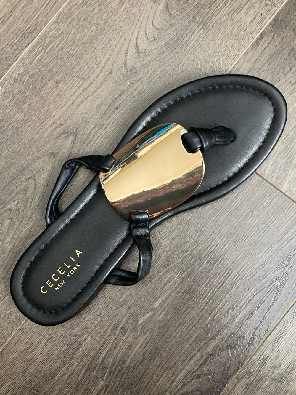 CECELIA NEW YORK Black Sandals with Gold Medallion - Picture 6 of 8